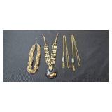 Set of Vintage Necklaces with Bead and Chain Designs - display not inc