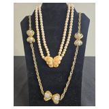 Vintage Butterfly Motif Pearl Like Necklace and Earring Set & More! - display not inc