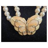 Vintage Butterfly Motif Pearl Like Necklace and Earring Set & More! - display not inc