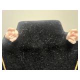 Elegant Gold-Toned Necklace and Earring Set with Rose Detailing - display not inc