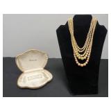 Vintage Deltah Multistrand Faux Pearl Necklace with Original Case - display not inc
