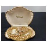 Vintage Deltah Multistrand Faux Pearl Necklace with Original Case - display not inc