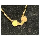 Set of Avon Gold-Tone Jewelry: Ice Cream Necklace, Apple Necklace, and Strawberry Earrings - display not inc