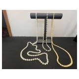 Set of Elegant Necklace Strands: Pearl Tone, Pastel, and Yellow-Toned - display not inc
