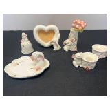 Set of Avon 1980s Ceramic Bunny Figurines and Decor Pieces