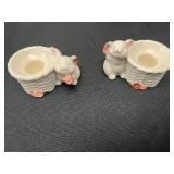 Set of Avon 1980s Ceramic Bunny Figurines and Decor Pieces