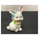 Set of 3 Ceramic Bunny Figurines with Floral Collars