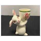 Set of 3 VTG Avon Ceramic Rabbit Candle Holders and Trinket Box