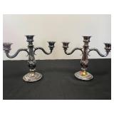 Pair of Antique Three-Arm Silver Plated Candelabras