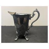 Vintage Ornate Silver-Plated Footed Pitcher with Lion Detail