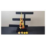 Colorful Floral Beaded Necklace and Earrings Set - display not inc