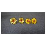 Colorful Floral Beaded Necklace and Earrings Set - display not inc