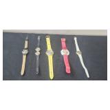 Collection of Vintage Disney Character Quartz Watches - untested