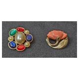 Collection of Vintage Brooches and Rings (approx sz 8) Gemstones