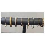 Assorted Set of Gold Tone and Silver-Toned Bangles and Bracelets - display not inc