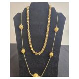 Gold Tone Chain Necklaces and Earrings Set - display not inc