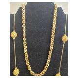 Gold Tone Chain Necklaces and Earrings Set - display not inc
