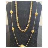 Gold Tone Chain Necklaces and Earrings Set - display not inc