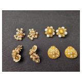 Set of 4 Pairs of Vintage Clip-On Earrings Assortment