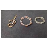 Set of 3 Assorted Bracelets with Stone and Metal Designs