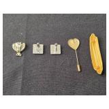 Elegant Jewelry Set: Crystal Bracelets, Cufflinks, Pins - display not inc