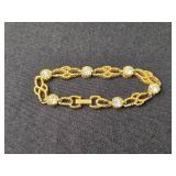 Vintage Gold Tone Bracelet w Clear Gem Stones and Vogue Ring Set