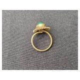 Vintage Gold Tone Bracelet w Clear Gem Stones and Vogue Ring Set