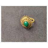 Vintage Gold Tone Bracelet w Clear Gem Stones and Vogue Ring Set