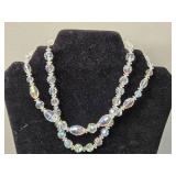 Vintage Crystal Bead Necklace with Clip-On Earrings and Brooch - display not inc