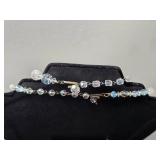 Vintage Crystal Bead Necklace with Clip-On Earrings and Brooch - display not inc