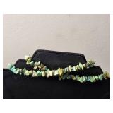 Vintage Jewelry Set with Turquoise Like Necklace, Silver Bracelet, Locket, and Pin - display not inc