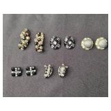 Set of 8 Vintage Clip-On Earrings with Mixed Designs