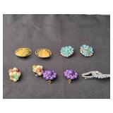 Vintage Clip-On Earrings Collection with Rhinestone and Enamel Designs