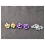 Vintage Clip-On Earrings Collection with Rhinestone and Enamel Designs