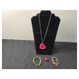 Heart Pendant Necklace with Costume Jewelry Set - display not inc