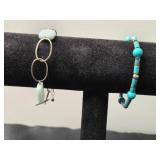 Set of Assorted Bohemian Style Jewelry Pieces Inc 3 Bracelets and 1 Possible Pendant Or Necklace/Bracelet Piece - display not inc