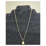 Vintage Park Lane Gold Tone Necklace with Faux Pearl Pendant - display not inc