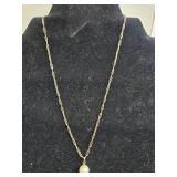 Vintage Park Lane Gold Tone Necklace with Faux Pearl Pendant - display not inc
