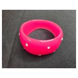 Vintage Pink Lucite Bracelet with Rhinestone Accents