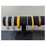 Set of Assorted Bangle Bracelets in Various Styles and Materials - display not inc