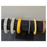Set of Assorted Bangle Bracelets in Various Styles and Materials - display not inc