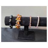 Set of 4 Handmade Beaded and Leather Bracelets - display not inc