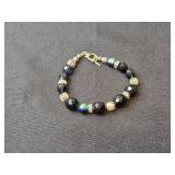 Set of 4 Handmade Beaded and Leather Bracelets - display not inc