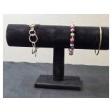 Set of 3 Fashion Bracelets and 1 Gold-Tone Chain Necklace