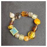 Set of 3 Assorted Fashion Bracelets: Beaded, Resin Bangle, and Chunky Glass