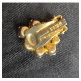 Vintage Weiss Clip-On Earrings with Pink and Clear Rhinestones