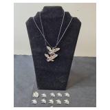 Set of 2 Eagle Pendant Necklaces and Extra Eagle Charms