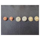 Collection of Vintage Clip-On Earrings with Rhinestone and Faux Pearl Accents