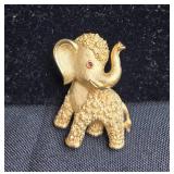 Vintage Trifari Gold-Tone Elephant Brooch Pin with Red Eye