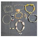 Collection of Jewelry Items with Necklace, Bracelets, Rings, and Pins - display not inc